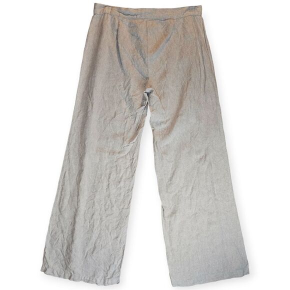 Philippe Adec High Waist Wide Leg Beige Linen Pants Size 10 - Picture 4 of 9